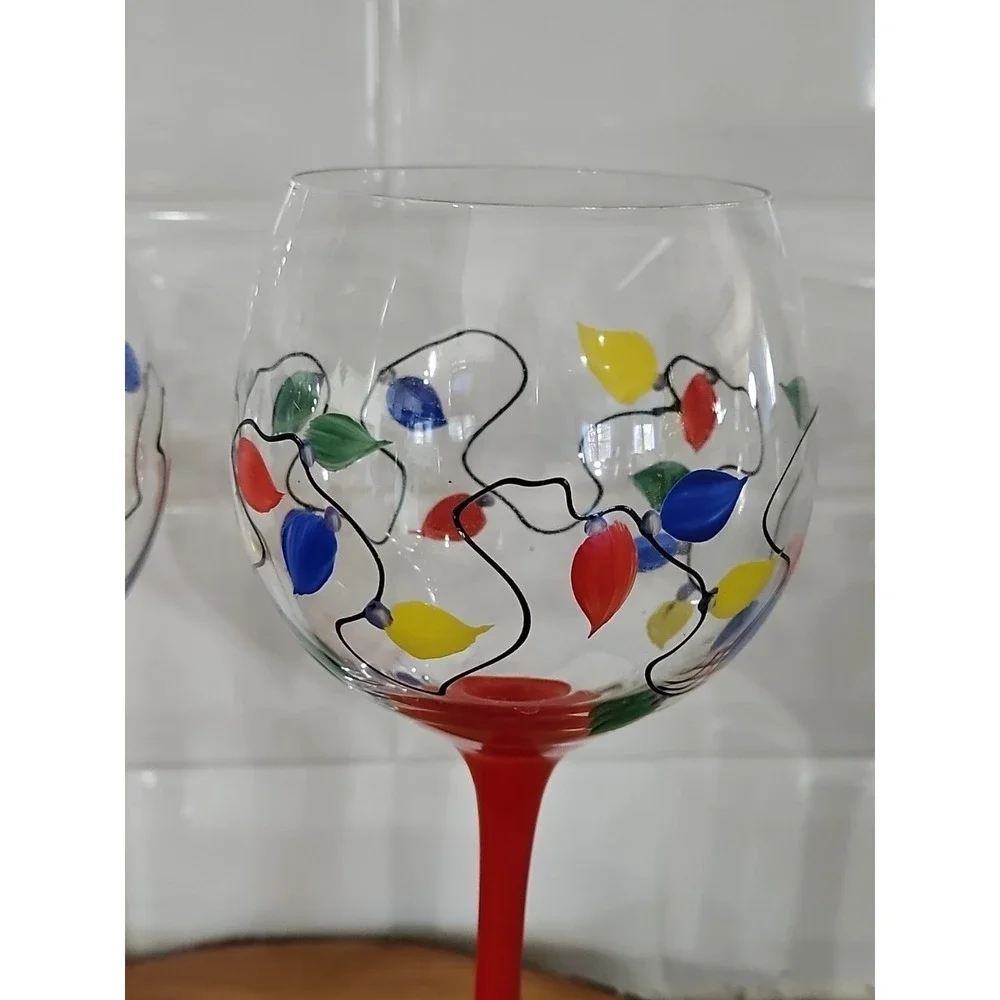 Celebration Goblets Set of 4 Home Essentials & Beyond Hand Painted Christmas Art